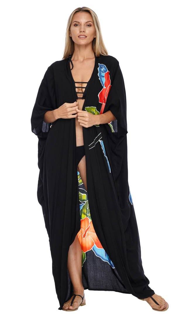 SHU - SHI Women's Floral Kimono Cardigan - Open Front Robe Beach Cover Up One Size - Love ShuShi