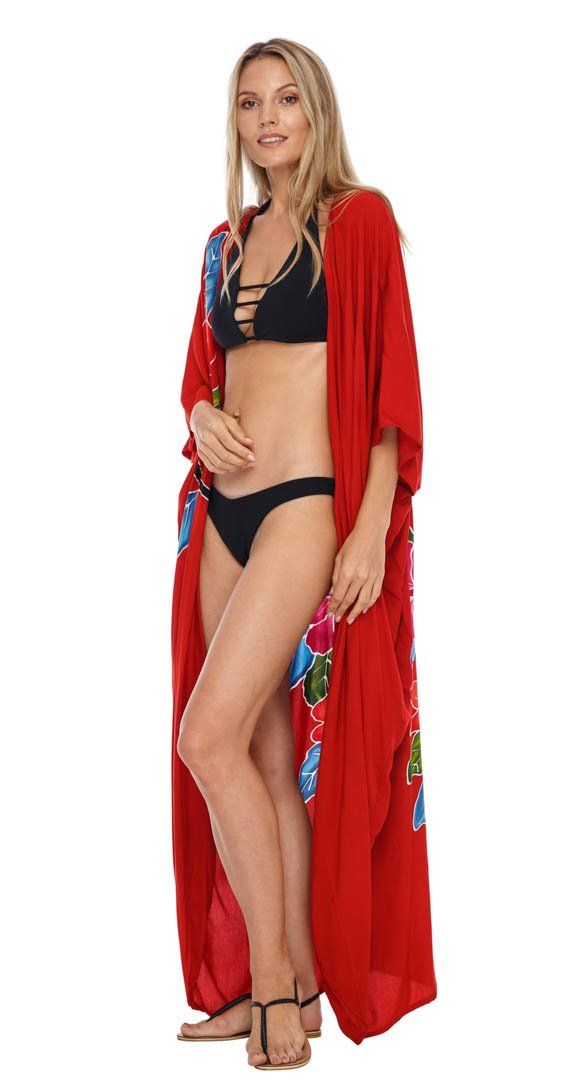 SHU - SHI Women's Floral Kimono Cardigan - Open Front Robe Beach Cover Up One Size - Love ShuShi