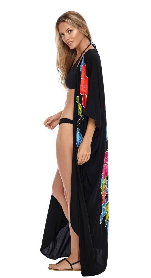 SHU - SHI Women's Floral Kimono Cardigan - Open Front Robe Beach Cover Up One Size - Love ShuShi