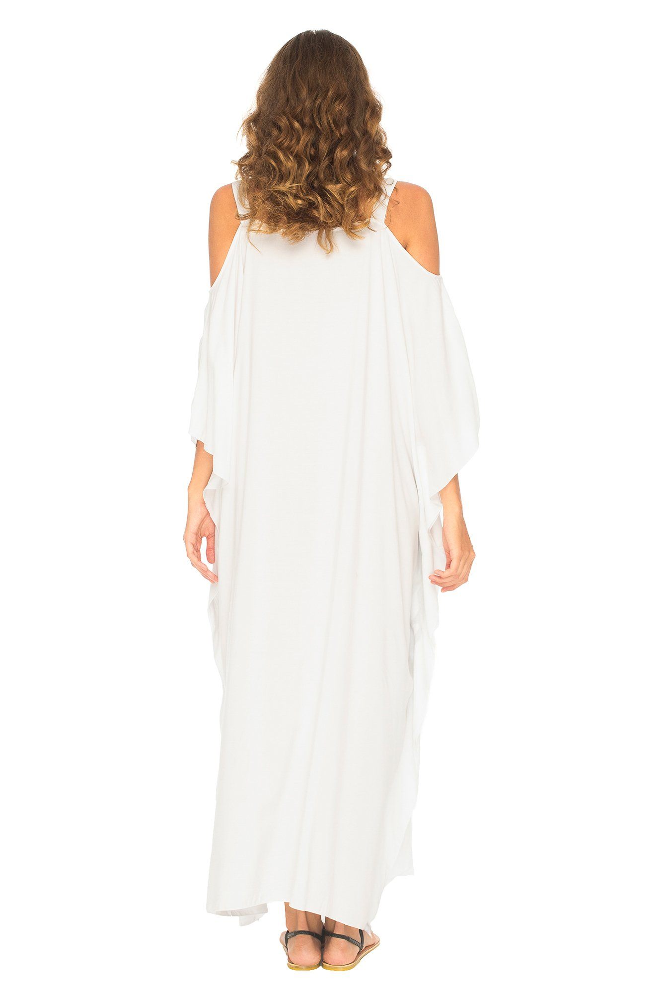 SHU - SHI Women's Kaftan Maxi Dress - Cold Shoulder, Casual Long Beach Cover - Up, Plus Size Caftan - Love ShuShi