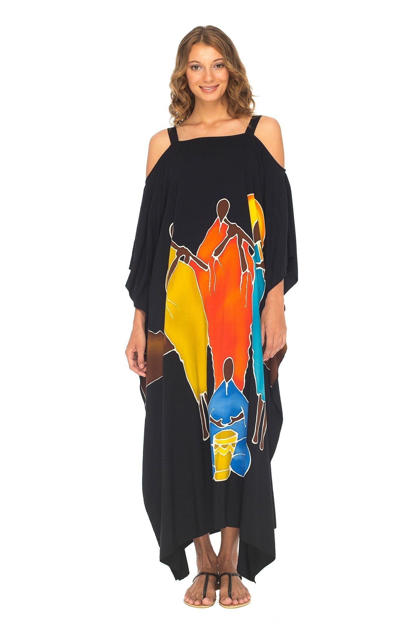 SHU - SHI Women's Kaftan Maxi Dress - Cold Shoulder, Casual Long Beach Cover - Up, Plus Size Caftan - Love ShuShi