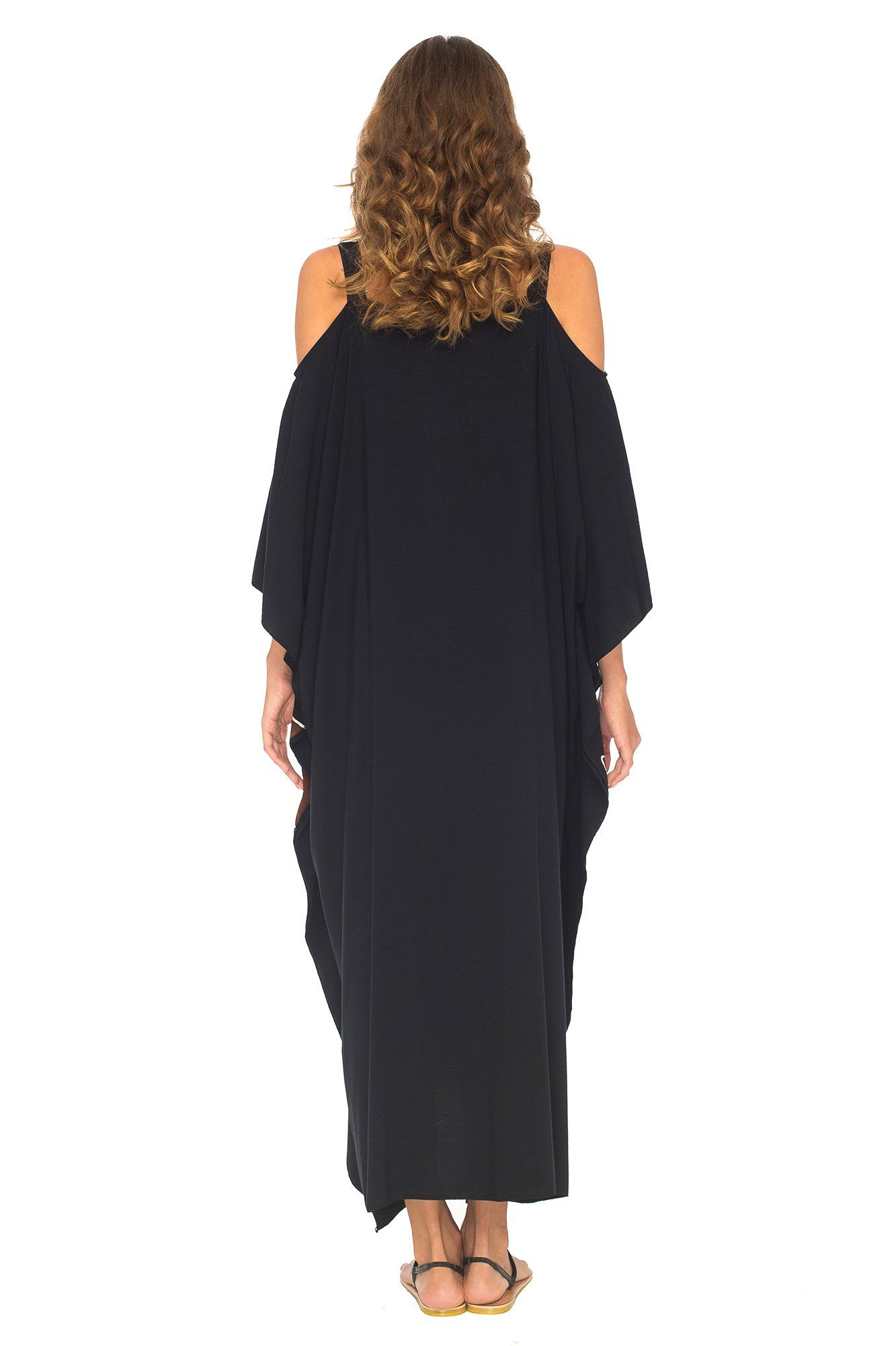 SHU - SHI Women's Kaftan Maxi Dress - Cold Shoulder, Casual Long Beach Cover - Up, Plus Size Caftan - Love ShuShi