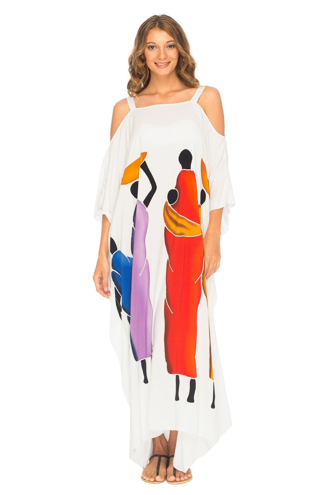 SHU - SHI Women's Kaftan Maxi Dress - Cold Shoulder, Casual Long Beach Cover - Up, Plus Size Caftan - Love ShuShi