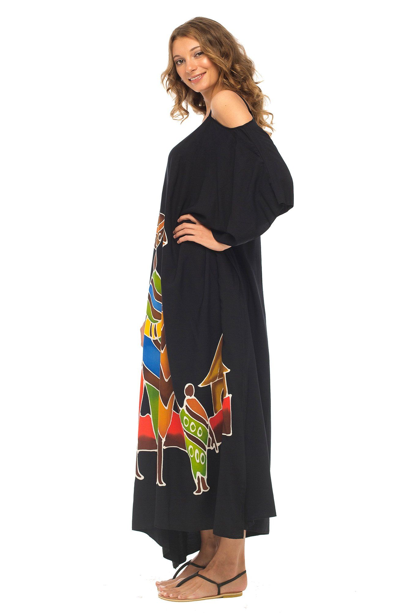 SHU - SHI Women's Kaftan Maxi Dress - Cold Shoulder, Casual Long Beach Cover - Up, Plus Size Caftan - Love ShuShi