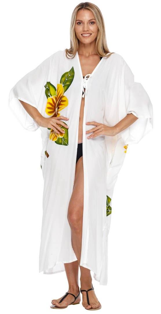 SHU - SHI Women's Kimono Cardigan - Floral Robe Beach Cover - Up, Open Front, One Size - Love ShuShi