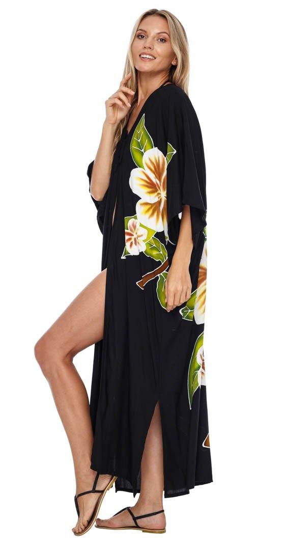 SHU - SHI Women's Kimono Cardigan - Floral Robe Beach Cover - Up, Open Front, One Size - Love ShuShi