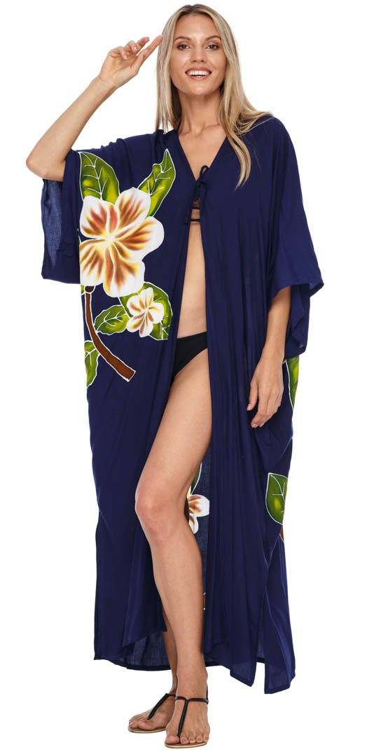 SHU - SHI Women's Kimono Cardigan - Floral Robe Beach Cover - Up, Open Front, One Size - Love ShuShi