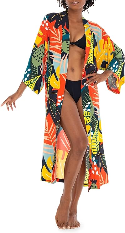 SHU - SHI Womens Kimono Cardigan Floral Tropical Swimwear Beach Robe - Love ShuShi