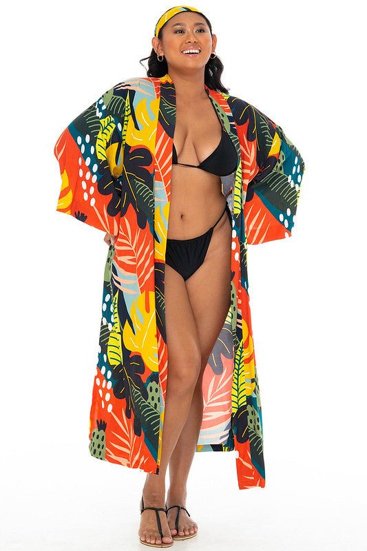 SHU - SHI Womens Kimono Cardigan Floral Tropical Swimwear Beach Robe - Love ShuShi