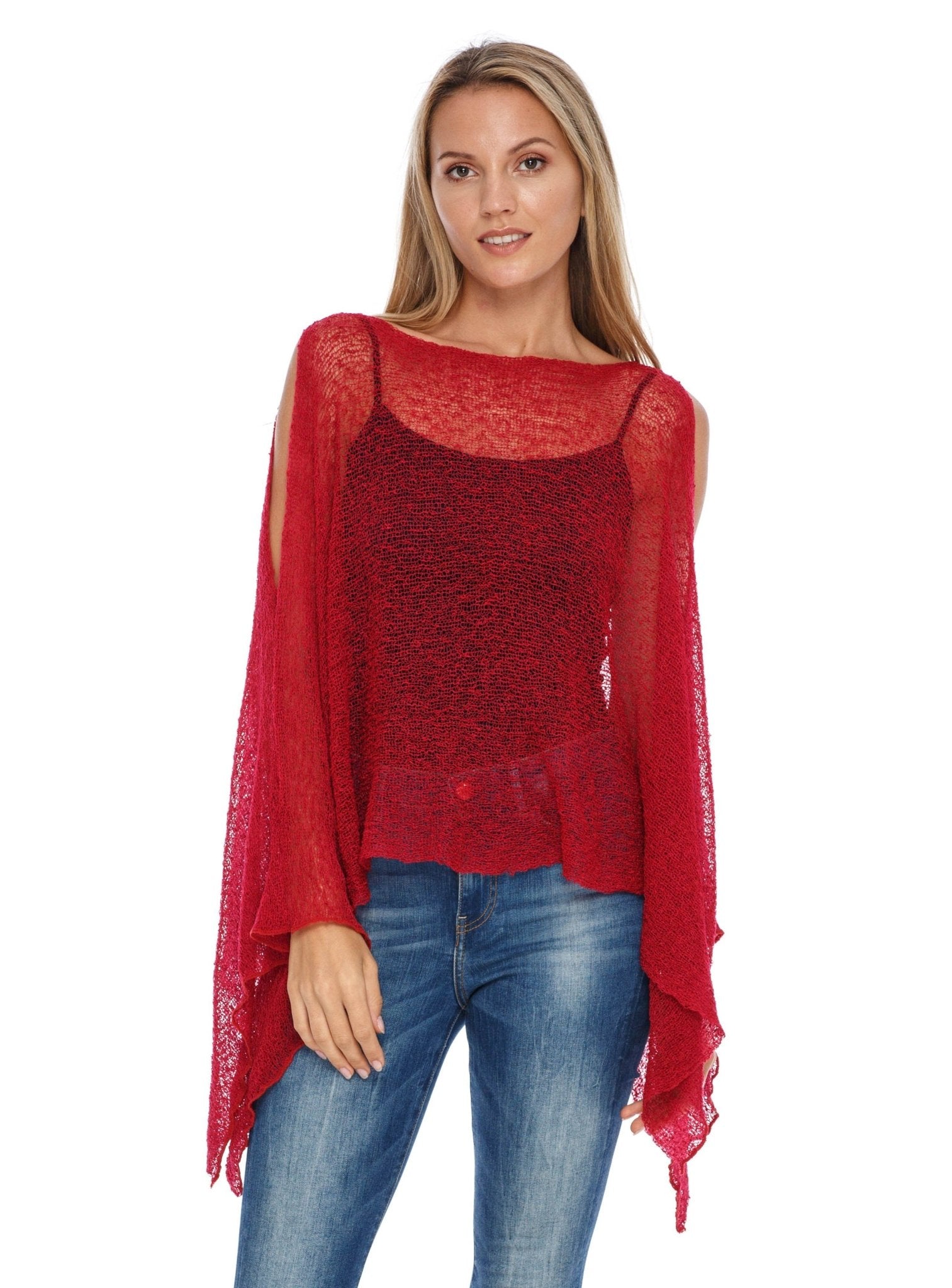 SHU - SHI Women's Lightweight Summer Poncho Shrug - Cold - Shoulder Tunic Top Cover - Up - Love ShuShi