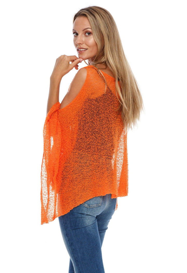 SHU - SHI Women's Lightweight Summer Poncho Shrug - Cold - Shoulder Tunic Top Cover - Up - Love ShuShi