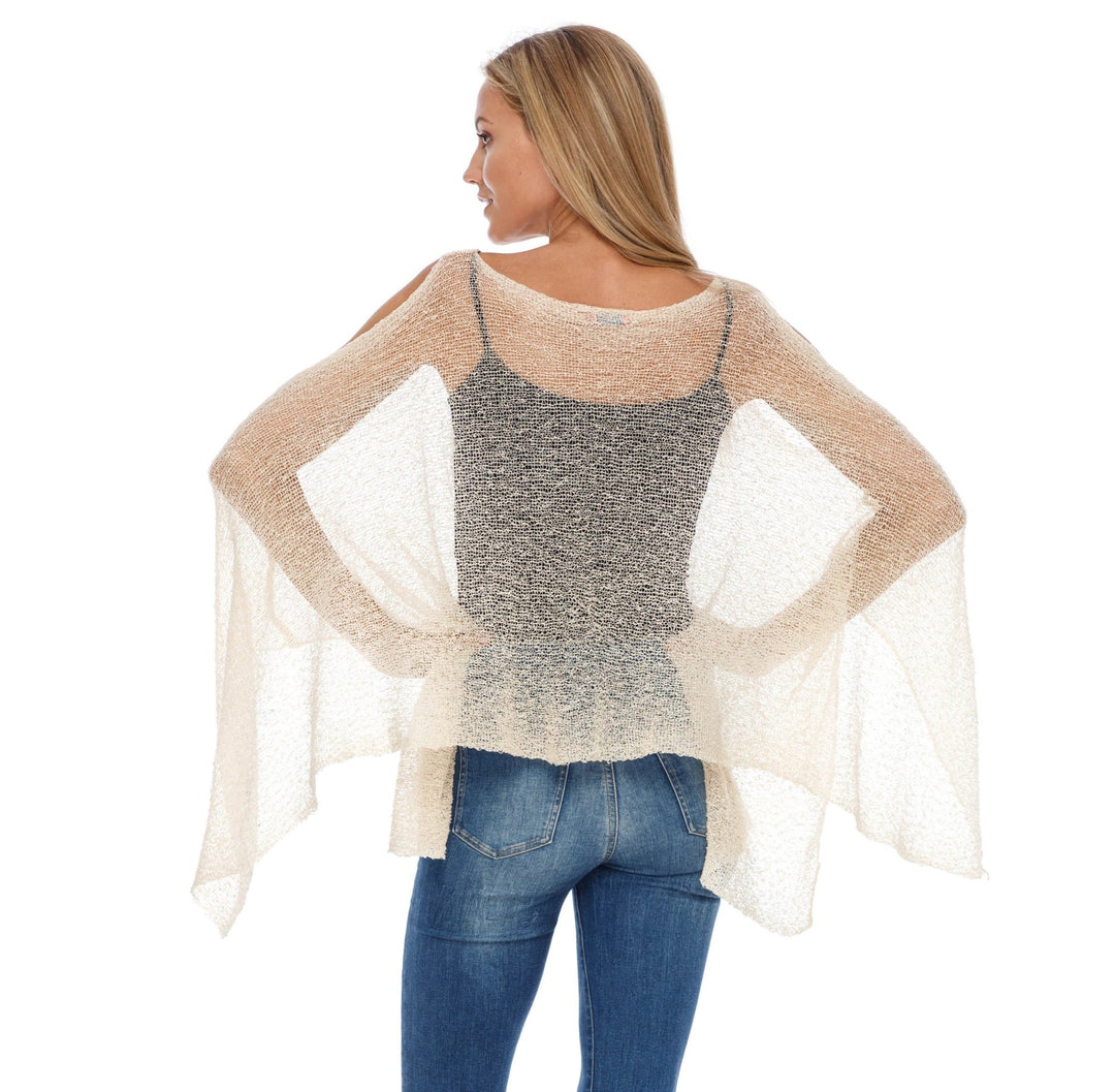 SHU - SHI Women's Lightweight Summer Poncho Shrug - Cold - Shoulder Tunic Top Cover - Up - Love ShuShi