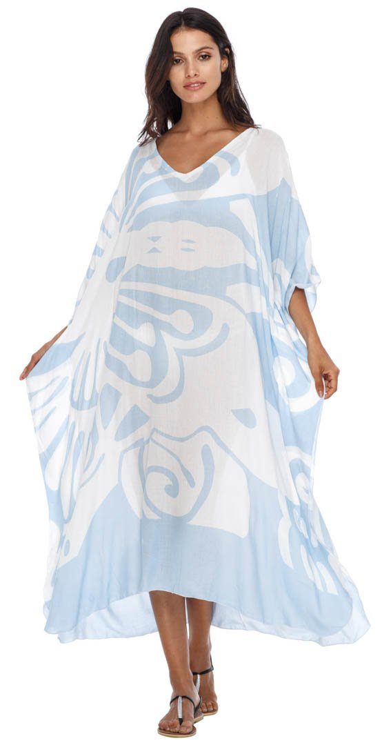 SHU - SHI Women's Long Beach Butterfly Caftan Tunic Dress - Swimsuit Cover - Up Loose Poncho - Love ShuShi