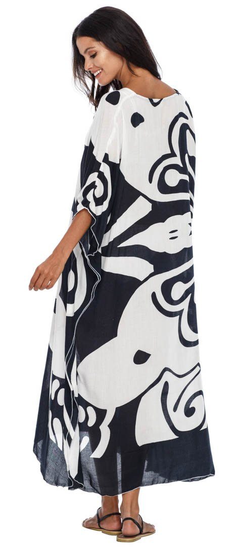 SHU - SHI Women's Long Beach Butterfly Caftan Tunic Dress - Swimsuit Cover - Up Loose Poncho - Love ShuShi