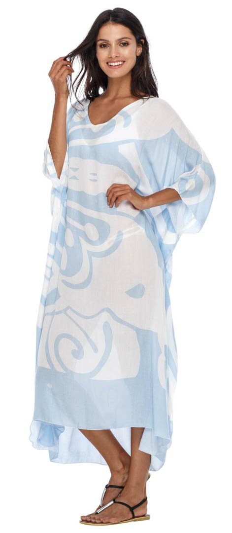 SHU - SHI Women's Long Beach Butterfly Caftan Tunic Dress - Swimsuit Cover - Up Loose Poncho - Love ShuShi