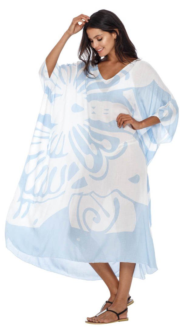 SHU - SHI Women's Long Beach Butterfly Caftan Tunic Dress - Swimsuit Cover - Up Loose Poncho - Love ShuShi