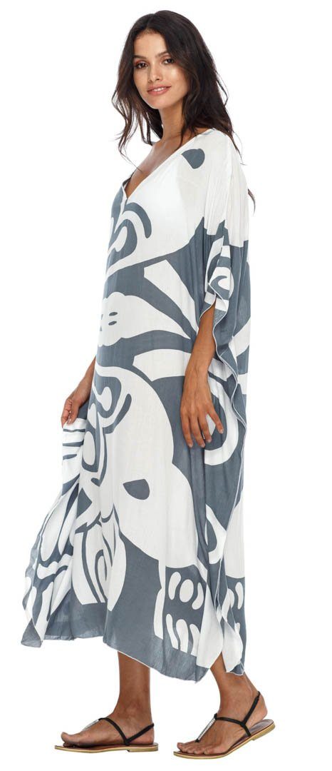 SHU - SHI Women's Long Beach Butterfly Caftan Tunic Dress - Swimsuit Cover - Up Loose Poncho - Love ShuShi