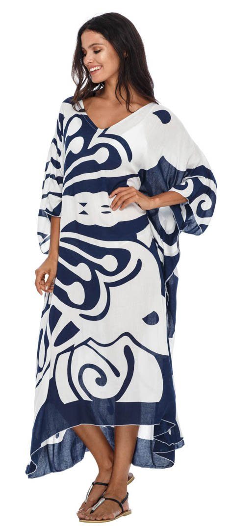 SHU - SHI Women's Long Beach Butterfly Caftan Tunic Dress - Swimsuit Cover - Up Loose Poncho - Love ShuShi