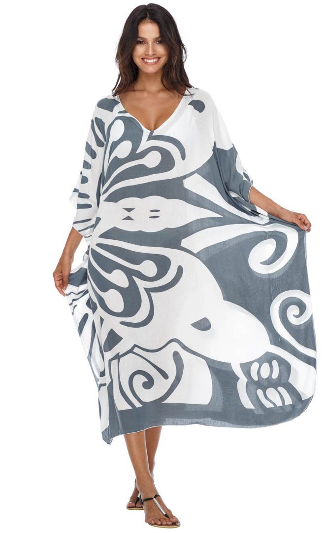 SHU - SHI Women's Long Beach Butterfly Caftan Tunic Dress - Swimsuit Cover - Up Loose Poncho - Love ShuShi