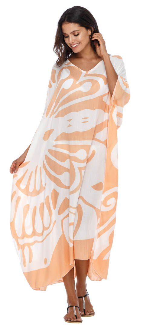 SHU - SHI Women's Long Beach Butterfly Caftan Tunic Dress - Swimsuit Cover - Up Loose Poncho - Love ShuShi