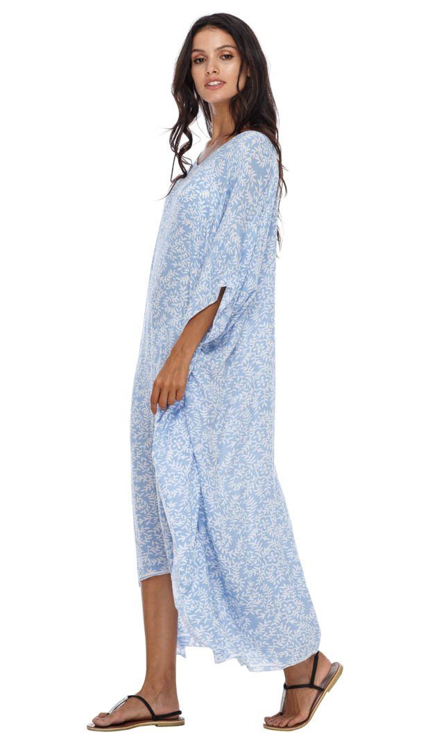 SHU - SHI Women's Long Beach Floral Caftan Tunic Dress - Swimsuit Cover - Up Loose Poncho - Love ShuShi