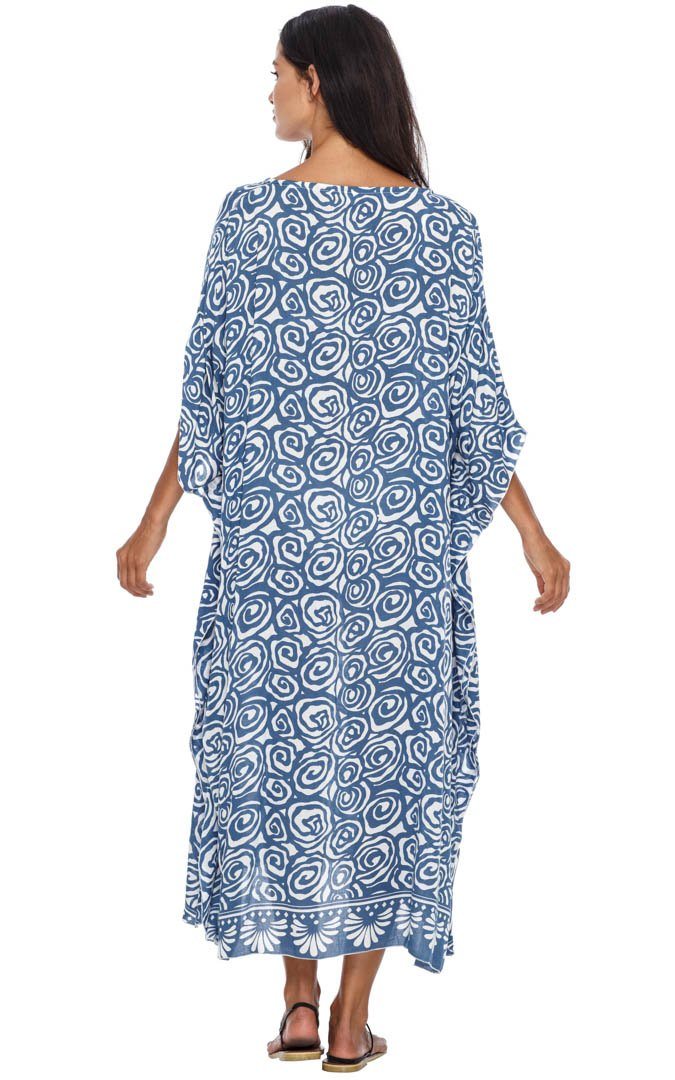 SHU - SHI Women's Long Beach Spiral Caftan Tunic Dress - Swimsuit Cover - Up Loose Poncho - Love ShuShi