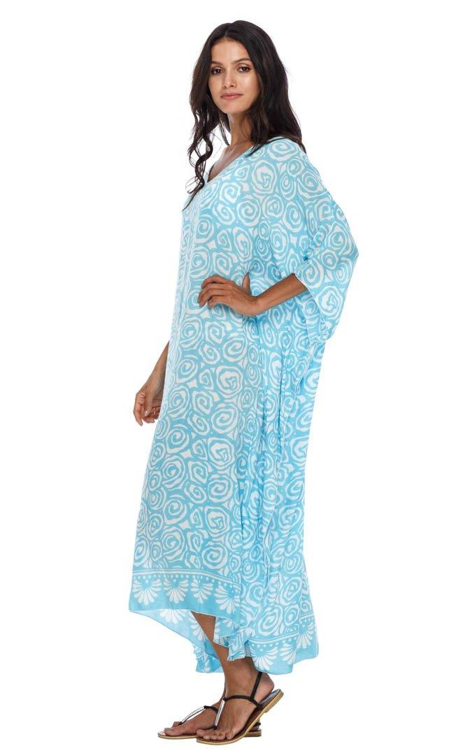 SHU - SHI Women's Long Beach Spiral Caftan Tunic Dress - Swimsuit Cover - Up Loose Poncho - Love ShuShi