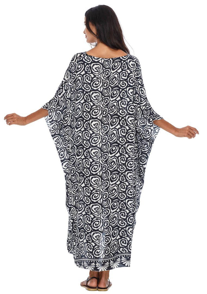 SHU - SHI Women's Long Beach Spiral Caftan Tunic Dress - Swimsuit Cover - Up Loose Poncho - Love ShuShi