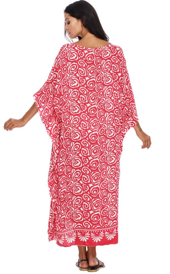 SHU - SHI Women's Long Beach Spiral Caftan Tunic Dress - Swimsuit Cover - Up Loose Poncho - Love ShuShi