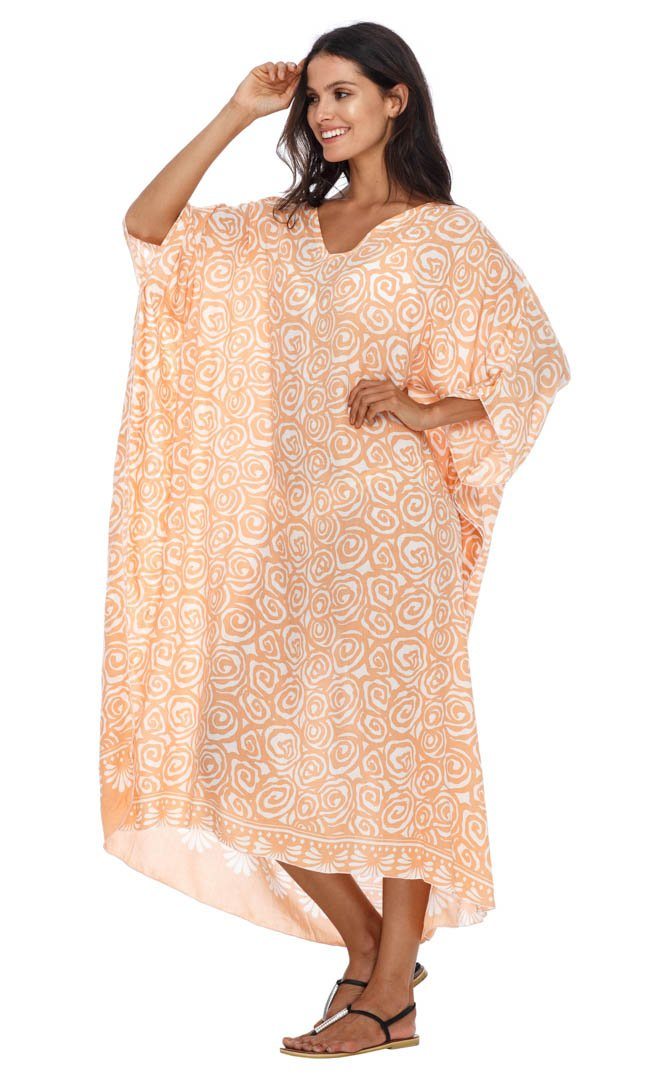 SHU - SHI Women's Long Beach Spiral Caftan Tunic Dress - Swimsuit Cover - Up Loose Poncho - Love ShuShi