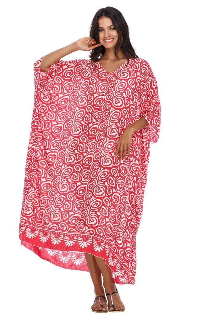 SHU - SHI Women's Long Beach Spiral Caftan Tunic Dress - Swimsuit Cover - Up Loose Poncho - Love ShuShi