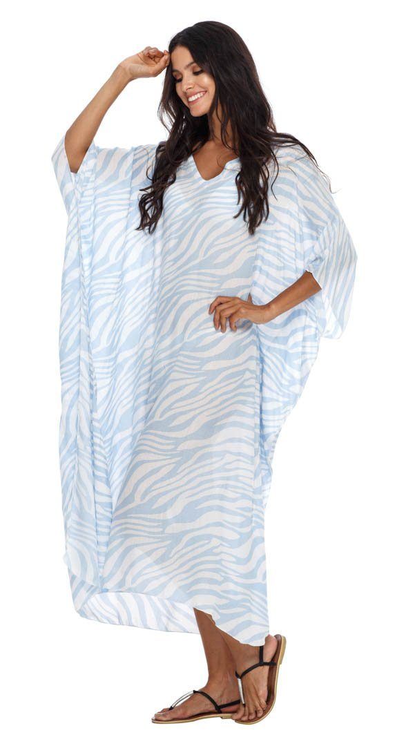 SHU - SHI Women's Long Beach Zebra Caftan Tunic Dress - Swimsuit Cover - Up Loose Poncho - Love ShuShi