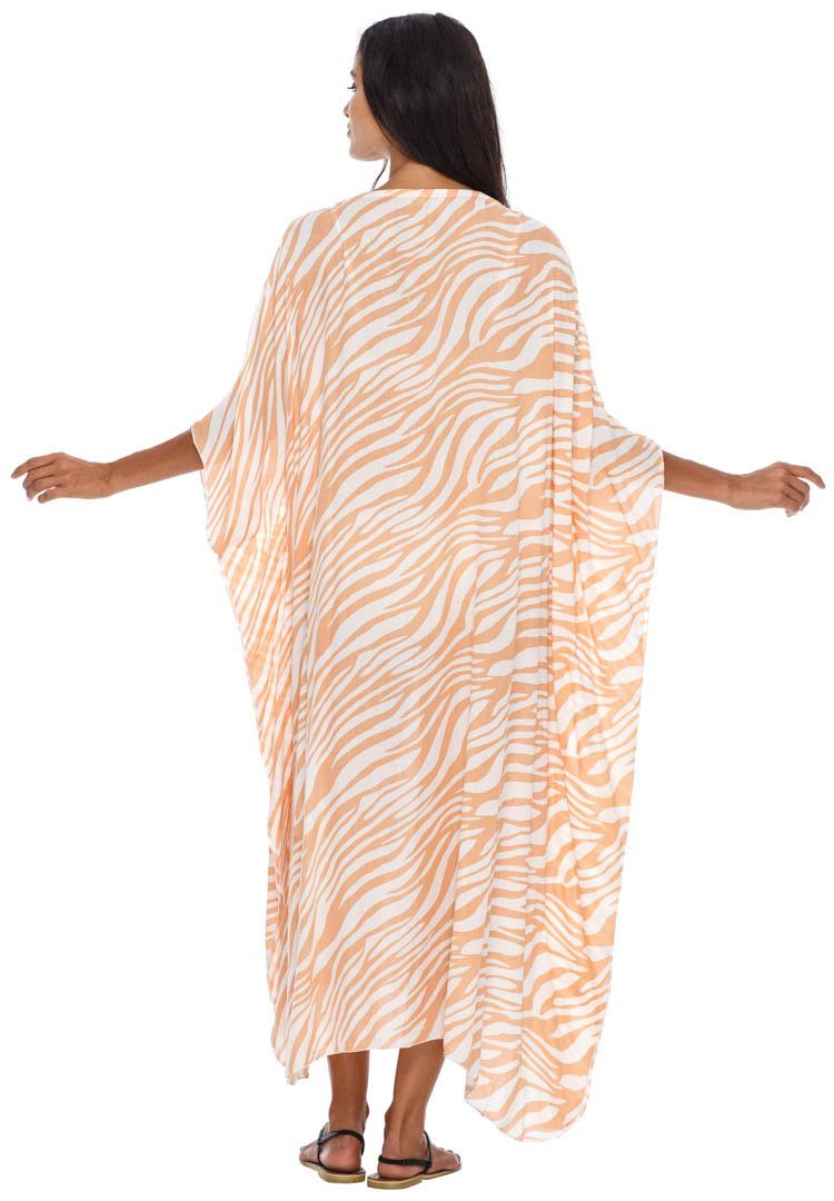 SHU - SHI Women's Long Beach Zebra Caftan Tunic Dress - Swimsuit Cover - Up Loose Poncho - Love ShuShi