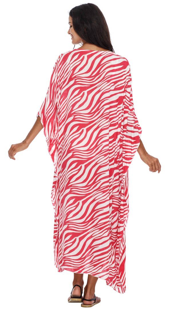 SHU - SHI Women's Long Beach Zebra Caftan Tunic Dress - Swimsuit Cover - Up Loose Poncho - Love ShuShi