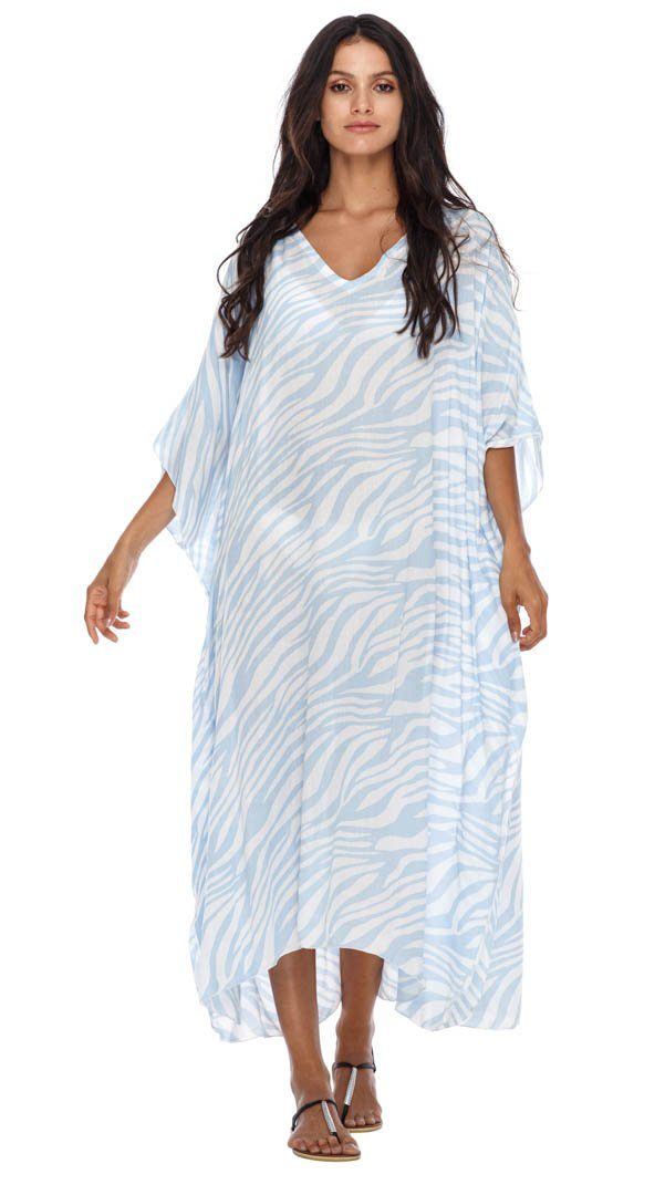 SHU - SHI Women's Long Beach Zebra Caftan Tunic Dress - Swimsuit Cover - Up Loose Poncho - Love ShuShi