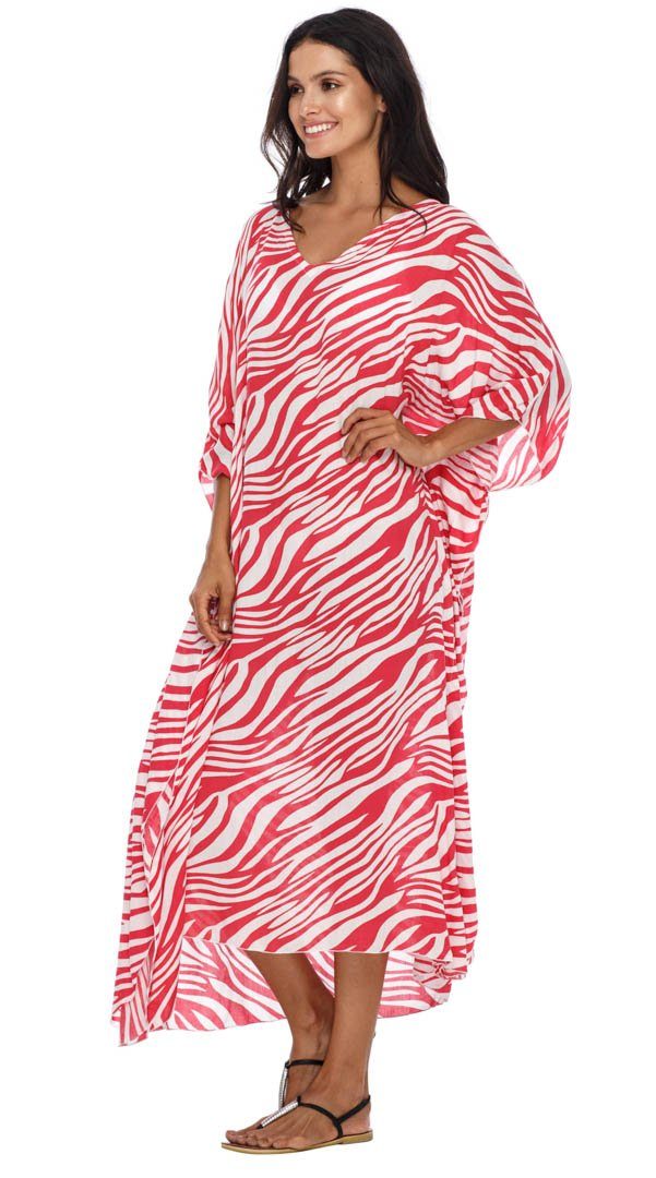 SHU - SHI Women's Long Beach Zebra Caftan Tunic Dress - Swimsuit Cover - Up Loose Poncho - Love ShuShi