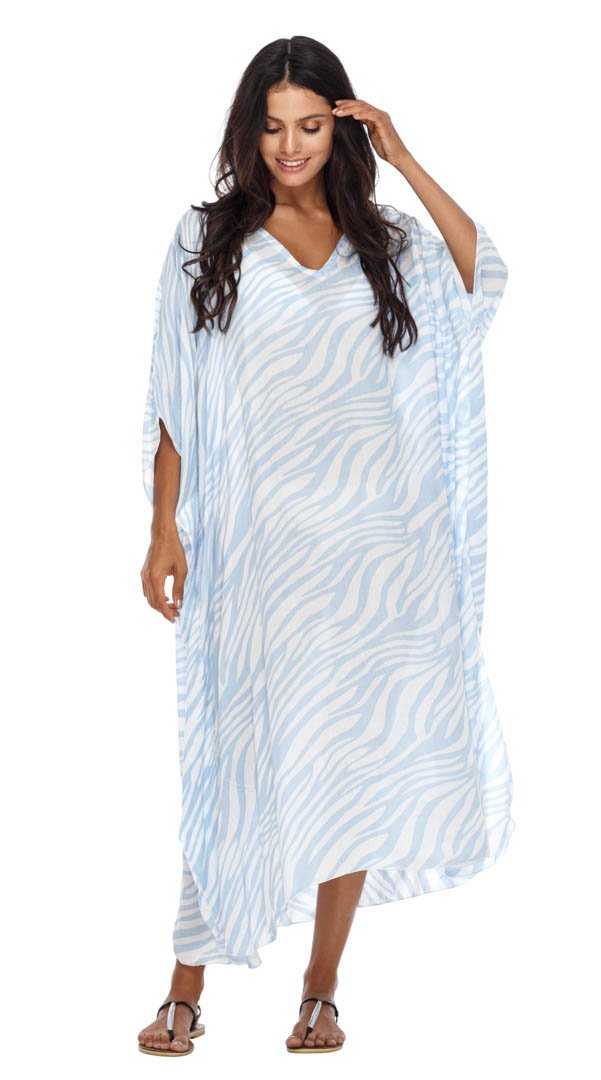 SHU - SHI Women's Long Beach Zebra Caftan Tunic Dress - Swimsuit Cover - Up Loose Poncho - Love ShuShi