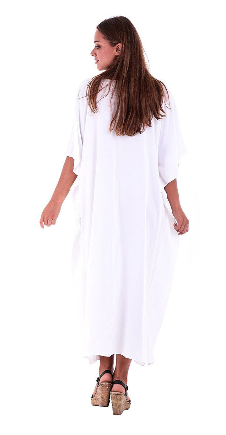 SHU - SHI Women's Long Kaftan Beach Maxi Dress - Casual Plus Size Cover Up - Love ShuShi