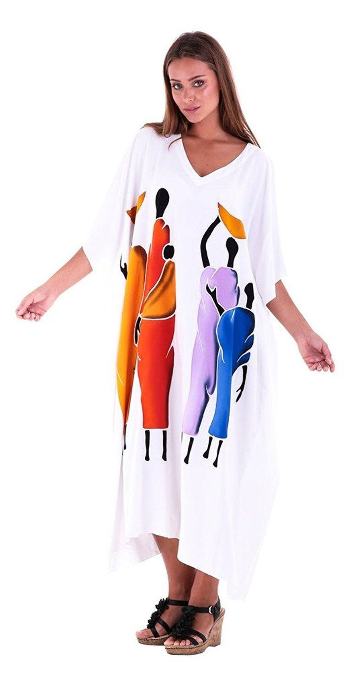 SHU - SHI Women's Long Kaftan Beach Maxi Dress - Casual Plus Size Cover Up - Love ShuShi