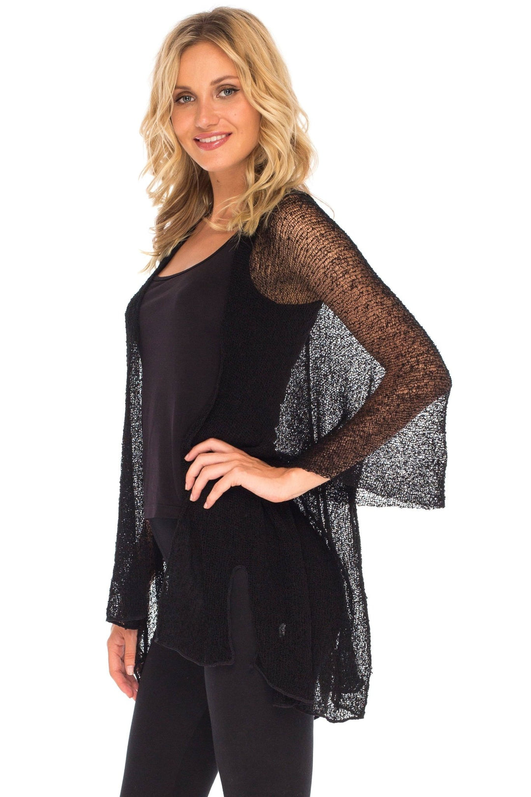 SHU - SHI Womens Long Sheer Kimono Cardigan Sweater Open Front Beach Top Cover Up - Love ShuShi