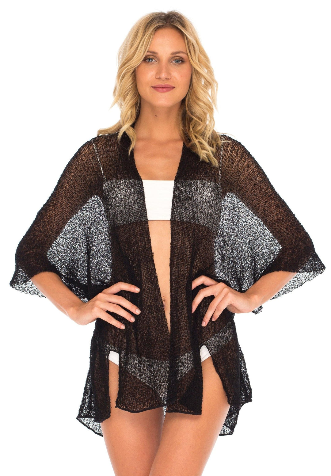 SHU - SHI Womens Long Sheer Kimono Cardigan Sweater Open Front Beach Top Cover Up - Love ShuShi