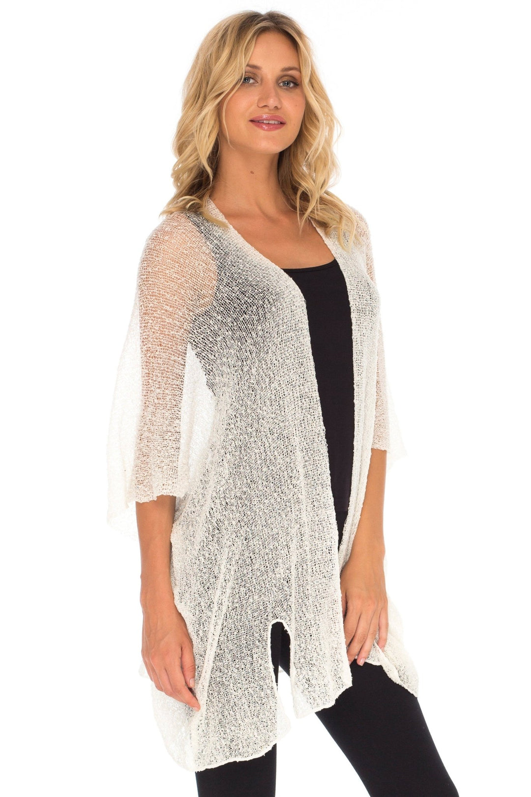 SHU - SHI Womens Long Sheer Kimono Cardigan Sweater Open Front Beach Top Cover Up - Love ShuShi