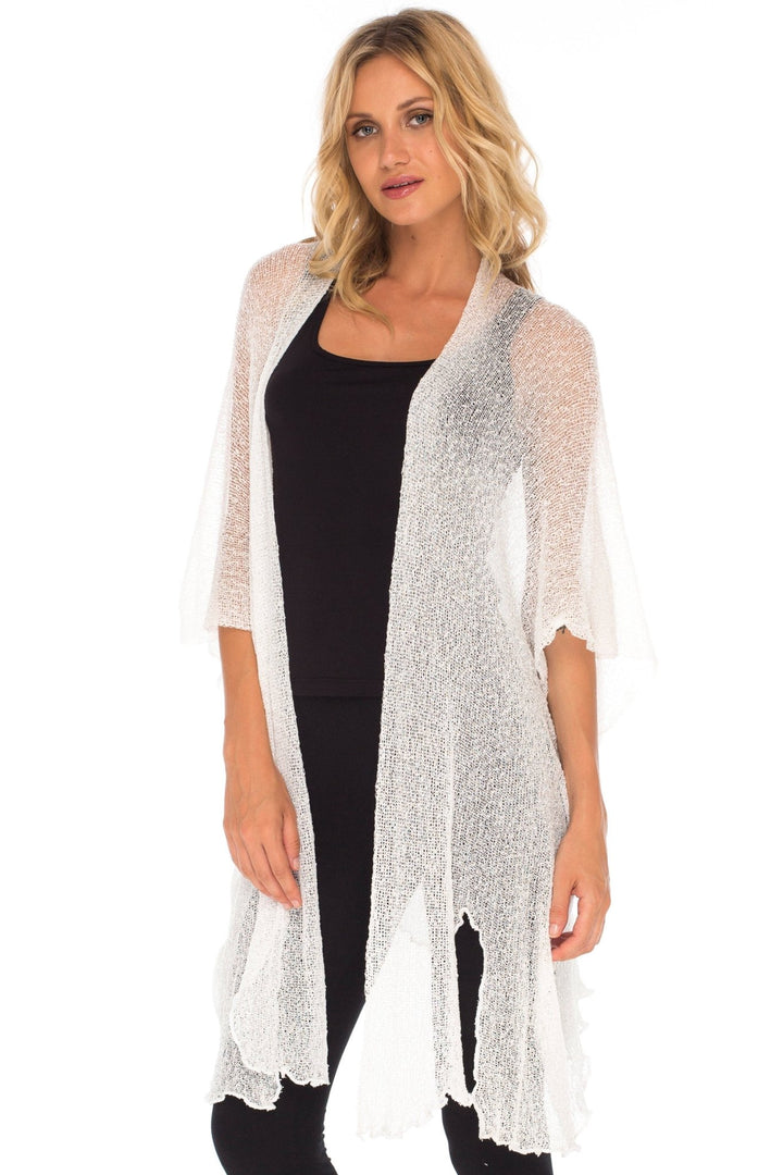 SHU - SHI Womens Long Sheer Kimono Cardigan Sweater Open Front Beach Top Cover Up - Love ShuShi