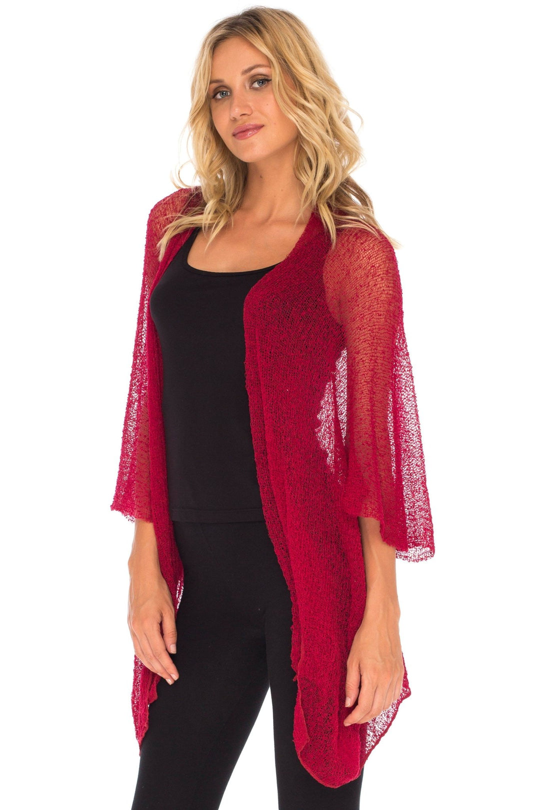 SHU - SHI Womens Long Sheer Kimono Cardigan Sweater Open Front Beach Top Cover Up - Love ShuShi