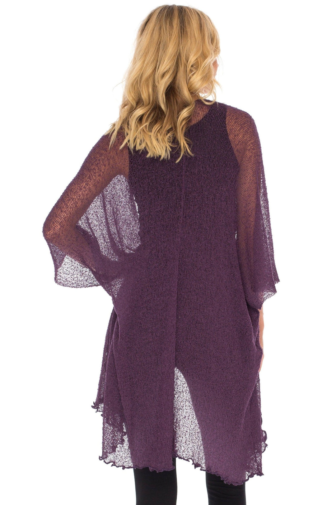 SHU - SHI Womens Long Sheer Kimono Cardigan Sweater Open Front Beach Top Cover Up - Love ShuShi