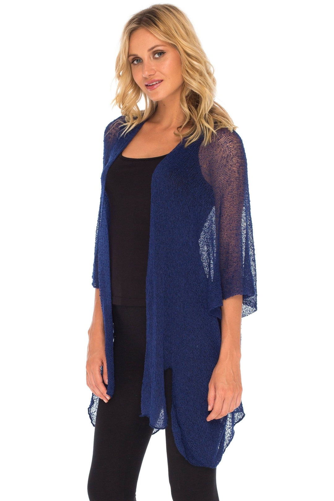 SHU - SHI Womens Long Sheer Kimono Cardigan Sweater Open Front Beach Top Cover Up - Love ShuShi