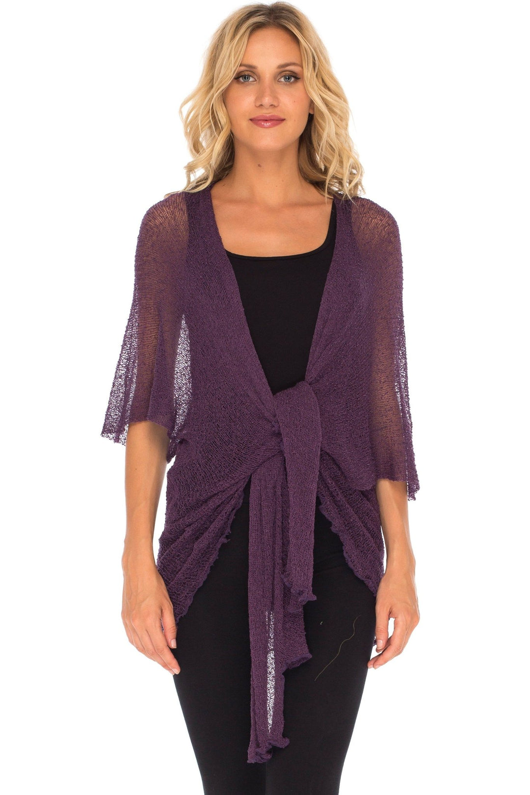 SHU - SHI Womens Long Sheer Kimono Cardigan Sweater Open Front Beach Top Cover Up - Love ShuShi