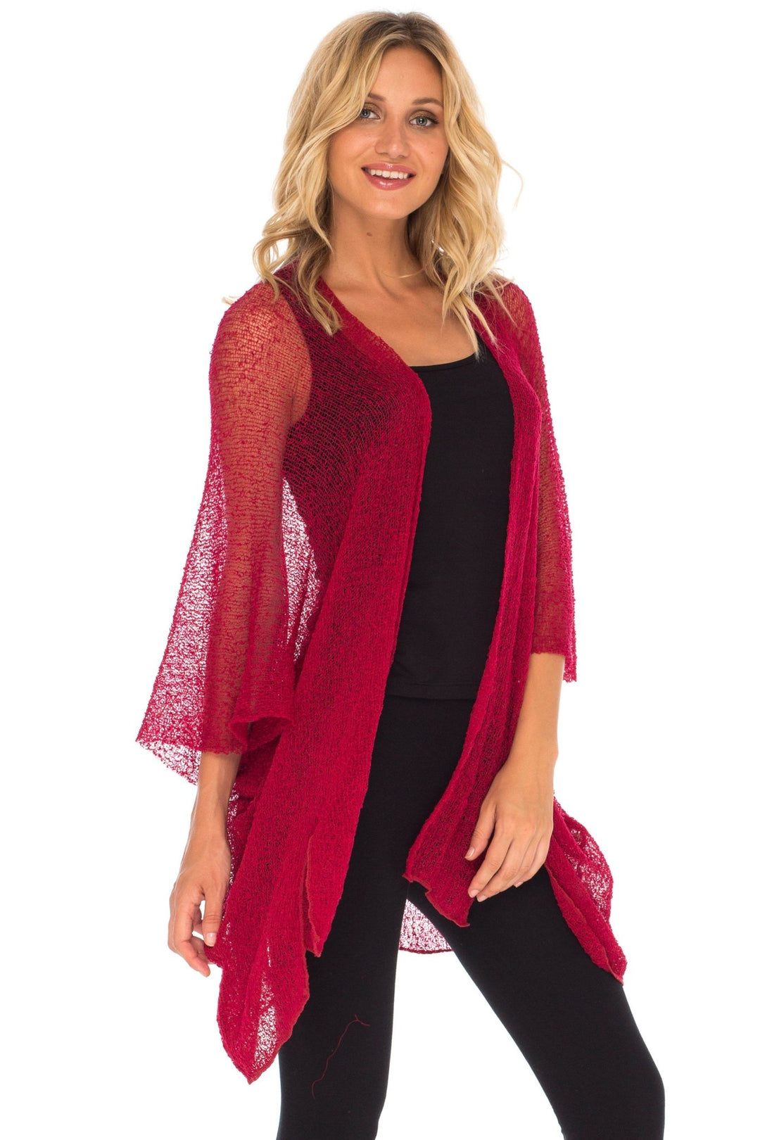 SHU - SHI Womens Long Sheer Kimono Cardigan Sweater Open Front Beach Top Cover Up - Love ShuShi