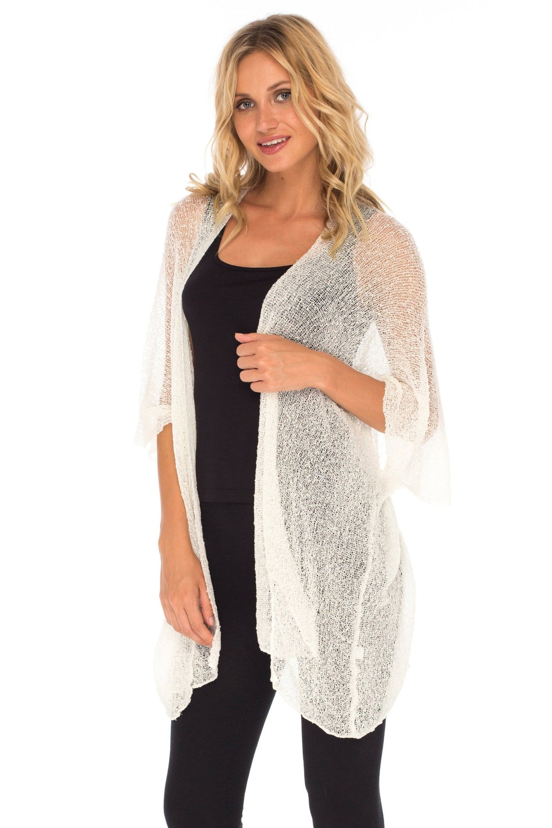 SHU - SHI Womens Long Sheer Kimono Cardigan Sweater Open Front Beach Top Cover Up - Love ShuShi