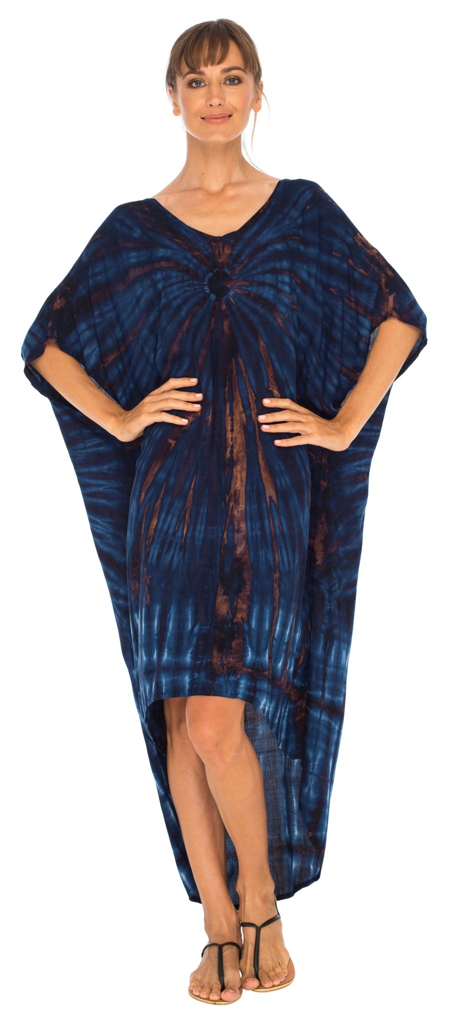 SHU - SHI Women's Loose Beach Cover - Up Dress - Oversized Boho Tunic Top with Tie Dye Design - Love ShuShi